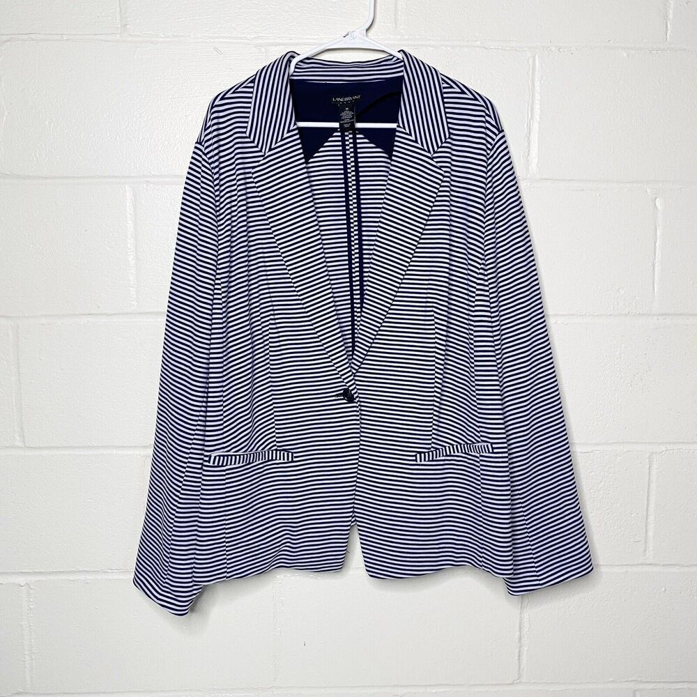 Lane Bryant Women Knit Blazer Jacket Size 26 Single Breast 1 Button Stretch